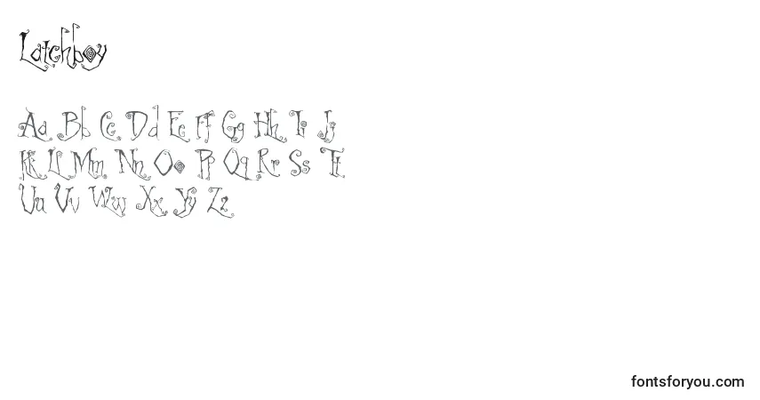 Schriftart Latchboy (132288) – Alphabet, Zahlen, spezielle Symbole