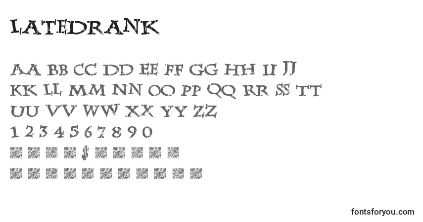 Schriftart LateDrank – Alphabet, Zahlen, spezielle Symbole