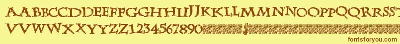 Weitere Informationen zur LateDrank-Schriftart LateDrank-Schriftart – Braune Schriften auf gelbem Hintergrund