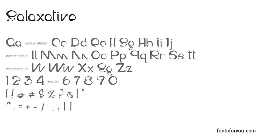 Czcionka Galaxative – alfabet, cyfry, specjalne znaki