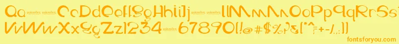 Galaxative-Schriftart – Orangefarbene Schriften auf gelbem Hintergrund