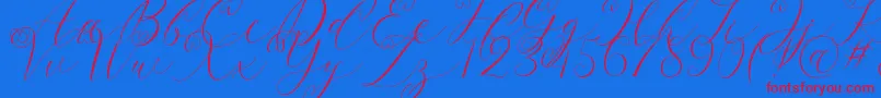 Latia-Schriftart – Rote Schriften auf blauem Hintergrund