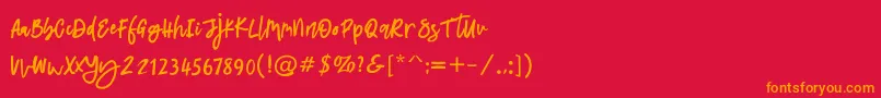 フォントLatifah – 赤い背景にオレンジの文字