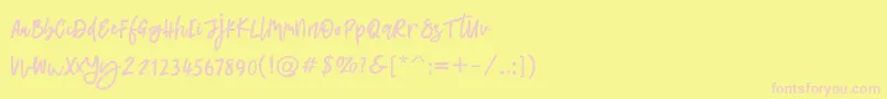 Latifah-Schriftart – Rosa Schriften auf gelbem Hintergrund