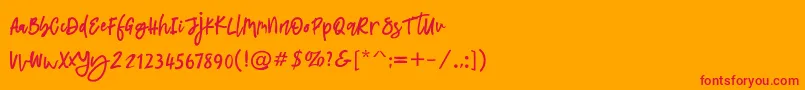 フォントLatifah – オレンジの背景に赤い文字