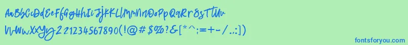 フォントLatifah – 青い文字は緑の背景です。