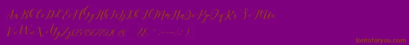 Latte coffee Script-Schriftart – Braune Schriften auf violettem Hintergrund