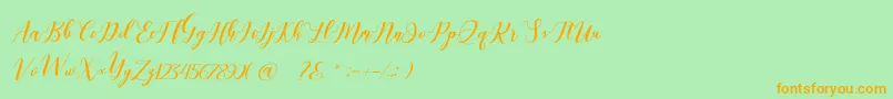 Latte coffee Script-Schriftart – Orangefarbene Schriften auf grünem Hintergrund