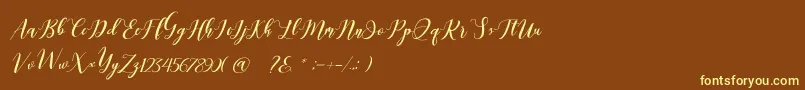 Latte coffee Script-Schriftart – Gelbe Schriften auf braunem Hintergrund