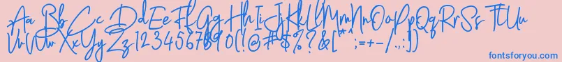 Latter Slant   Regular Font – Blue Fonts on Pink Background