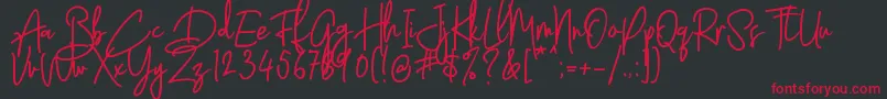 フォントLatter Slant   Regular – 黒い背景に赤い文字