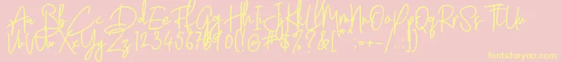 Latter Slant   Regular Font – Yellow Fonts on Pink Background