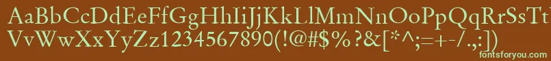 SgaramondRegular-fontti – vihreät fontit ruskealla taustalla