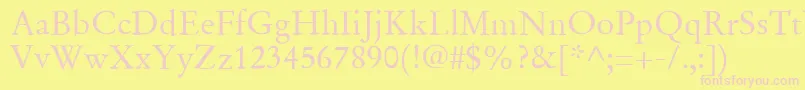 SgaramondRegular-fontti – vaaleanpunaiset fontit keltaisella taustalla