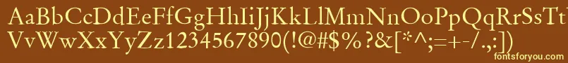 SgaramondRegular-fontti – keltaiset fontit ruskealla taustalla