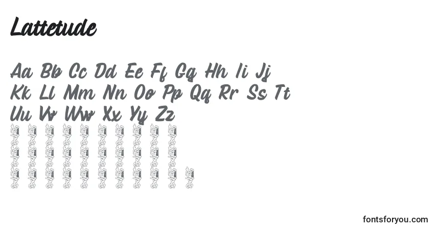 A fonte Lattetude – alfabeto, números, caracteres especiais