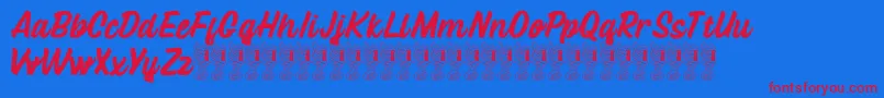 Lattetude Font – Red Fonts on Blue Background