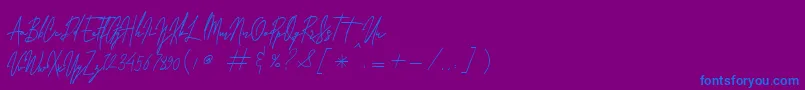 Laura Hellaw Free-Schriftart – Blaue Schriften auf violettem Hintergrund