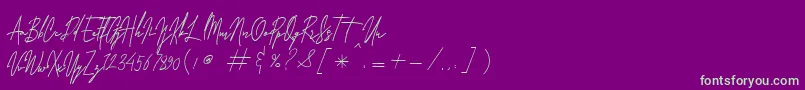 Laura Hellaw Free-Schriftart – Grüne Schriften auf violettem Hintergrund