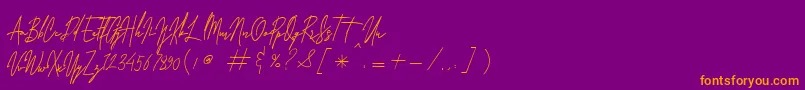 Laura Hellaw Free-Schriftart – Orangefarbene Schriften auf violettem Hintergrund