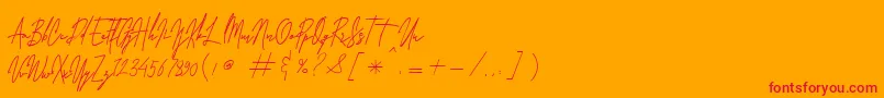 フォントLaura Hellaw Free – オレンジの背景に赤い文字