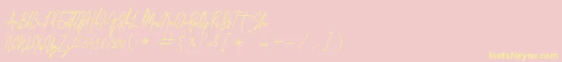 Laura Hellaw Free-Schriftart – Gelbe Schriften auf rosa Hintergrund