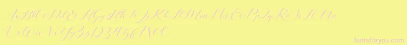 フォントLaurence Script DEMO – ピンクのフォント、黄色の背景