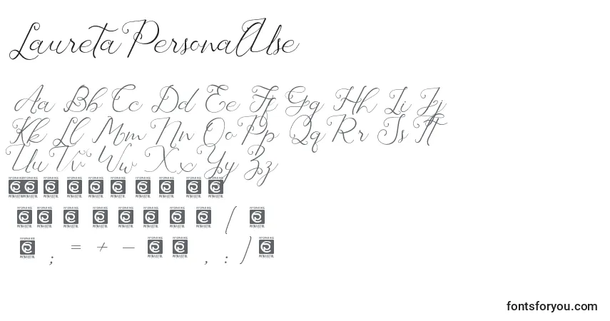 Шрифт Laureta PersonalUse – алфавит, цифры, специальные символы