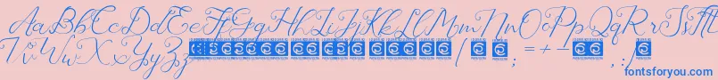 Laureta PersonalUse-Schriftart – Blaue Schriften auf rosa Hintergrund