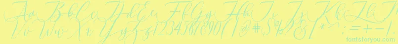 Laurretta Font – Green Fonts on Yellow Background