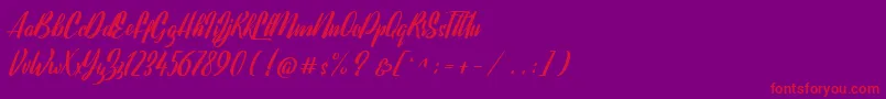 Lavalette demo-Schriftart – Rote Schriften auf violettem Hintergrund