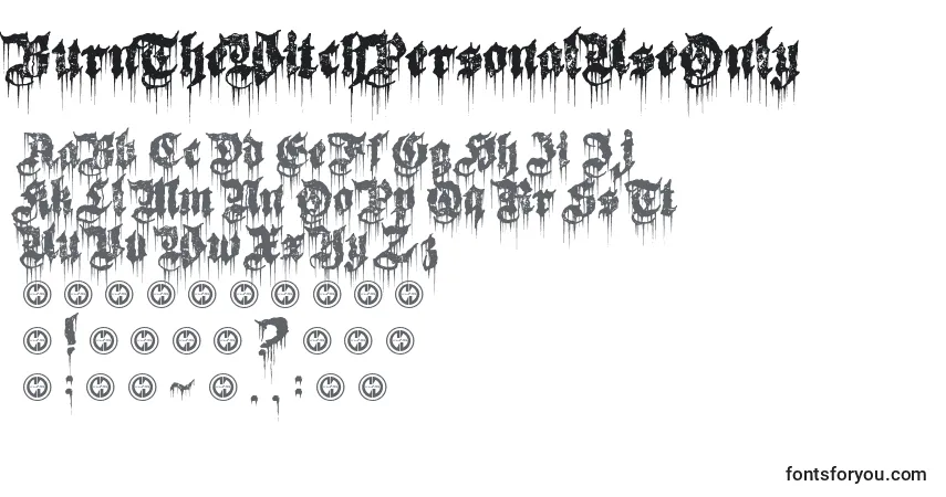 Schriftart BurnTheWitchPersonalUseOnly – Alphabet, Zahlen, spezielle Symbole