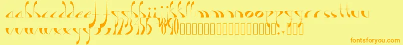 フォントLavande – オレンジの文字が黄色の背景にあります。