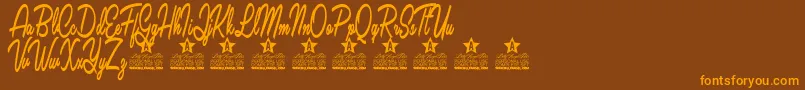 Lavelle Personal Use-Schriftart – Orangefarbene Schriften auf braunem Hintergrund
