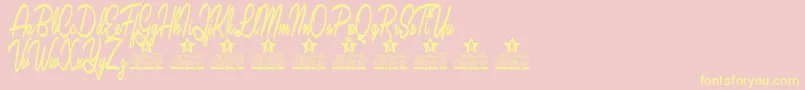 Lavelle Personal Use-Schriftart – Gelbe Schriften auf rosa Hintergrund