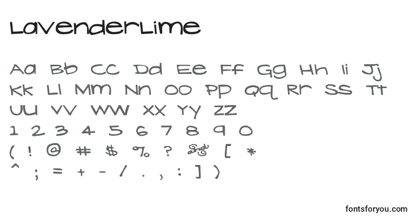 Schriftart LavenderLime (132312) – Alphabet, Zahlen, spezielle Symbole