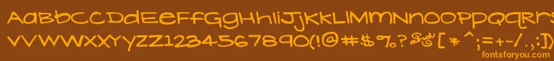 フォントLavenderLime – オレンジ色の文字が茶色の背景にあります。