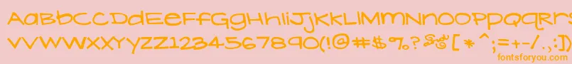 フォントLavenderLime – オレンジの文字がピンクの背景にあります。