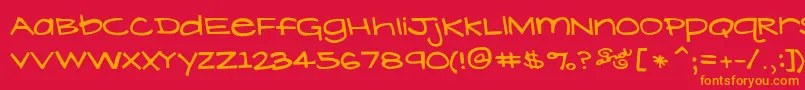フォントLavenderLime – 赤い背景にオレンジの文字