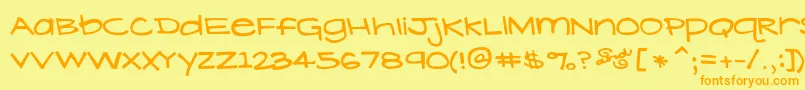 フォントLavenderLime – オレンジの文字が黄色の背景にあります。