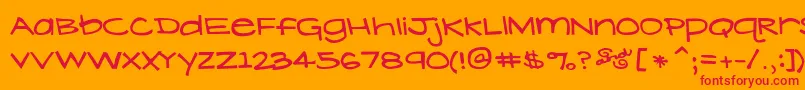 LavenderLime-Schriftart – Rote Schriften auf orangefarbenem Hintergrund