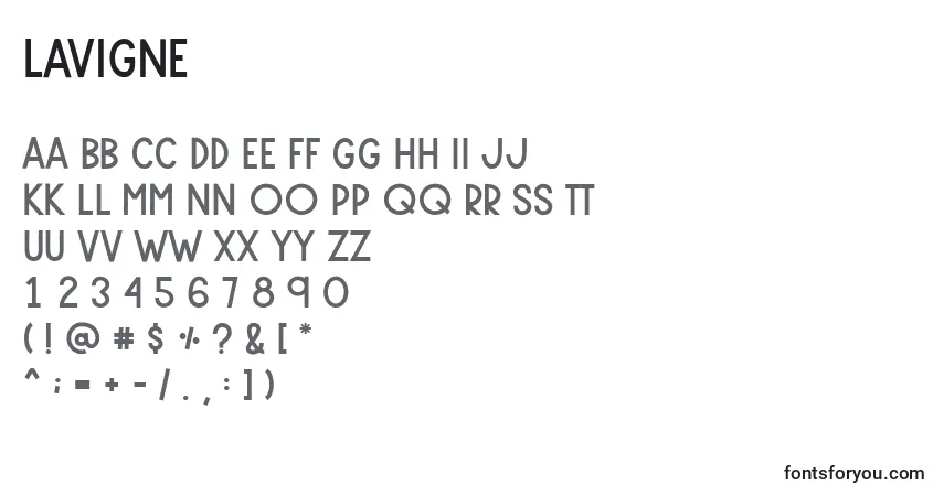 Schriftart Lavigne (132314) – Alphabet, Zahlen, spezielle Symbole