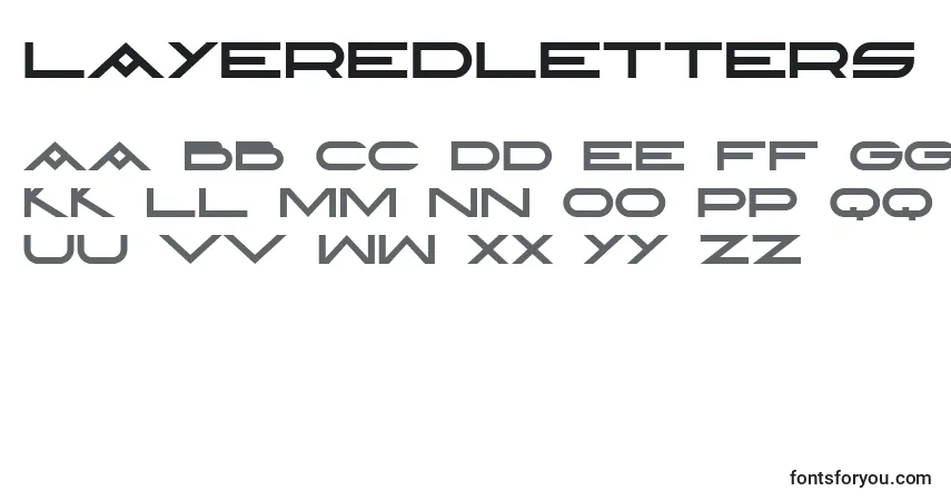 A fonte LayeredLetters – alfabeto, números, caracteres especiais