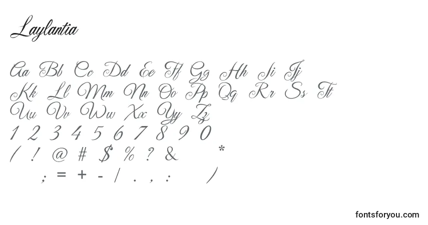 Czcionka Laylantia – alfabet, cyfry, specjalne znaki
