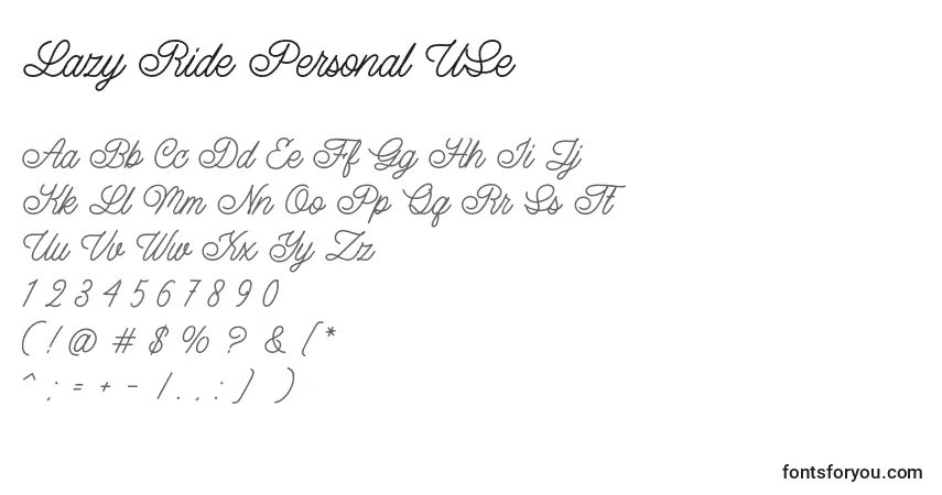 A fonte Lazy Ride Personal USe – alfabeto, números, caracteres especiais