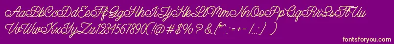 Lazy Ride Personal USe Font – Yellow Fonts on Purple Background