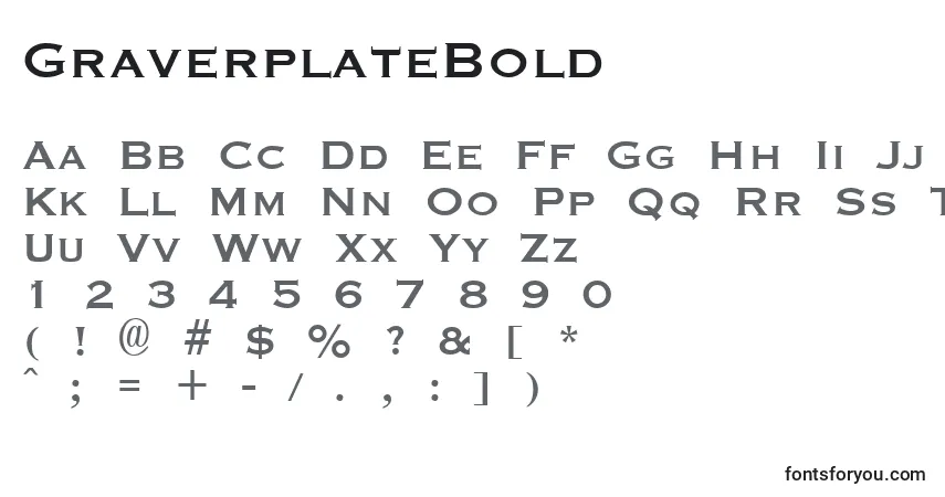 Schriftart GraverplateBold – Alphabet, Zahlen, spezielle Symbole