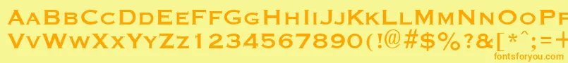 フォントGraverplateBold – オレンジの文字が黄色の背景にあります。