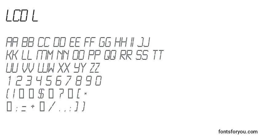 Schriftart LCD L    – Alphabet, Zahlen, spezielle Symbole