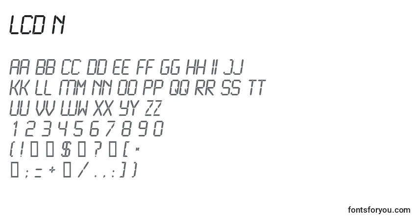LCD N   -fontti – aakkoset, numerot, erikoismerkit